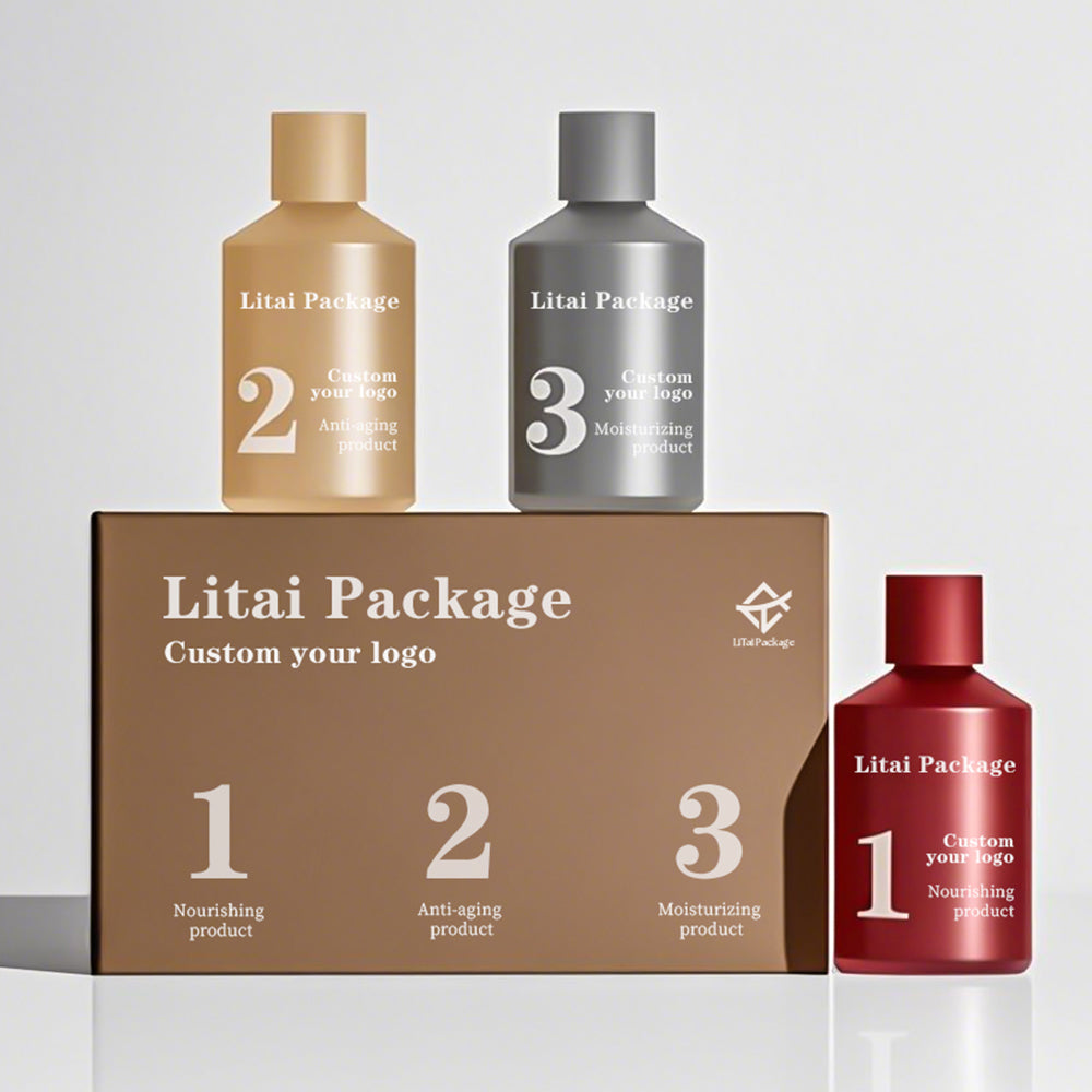 Unique 30 ml 60ml Hair Body Facial Oil Serum Bottle Custom Slanted Shoulder Black Glass Lotion Pump Bottle with Box