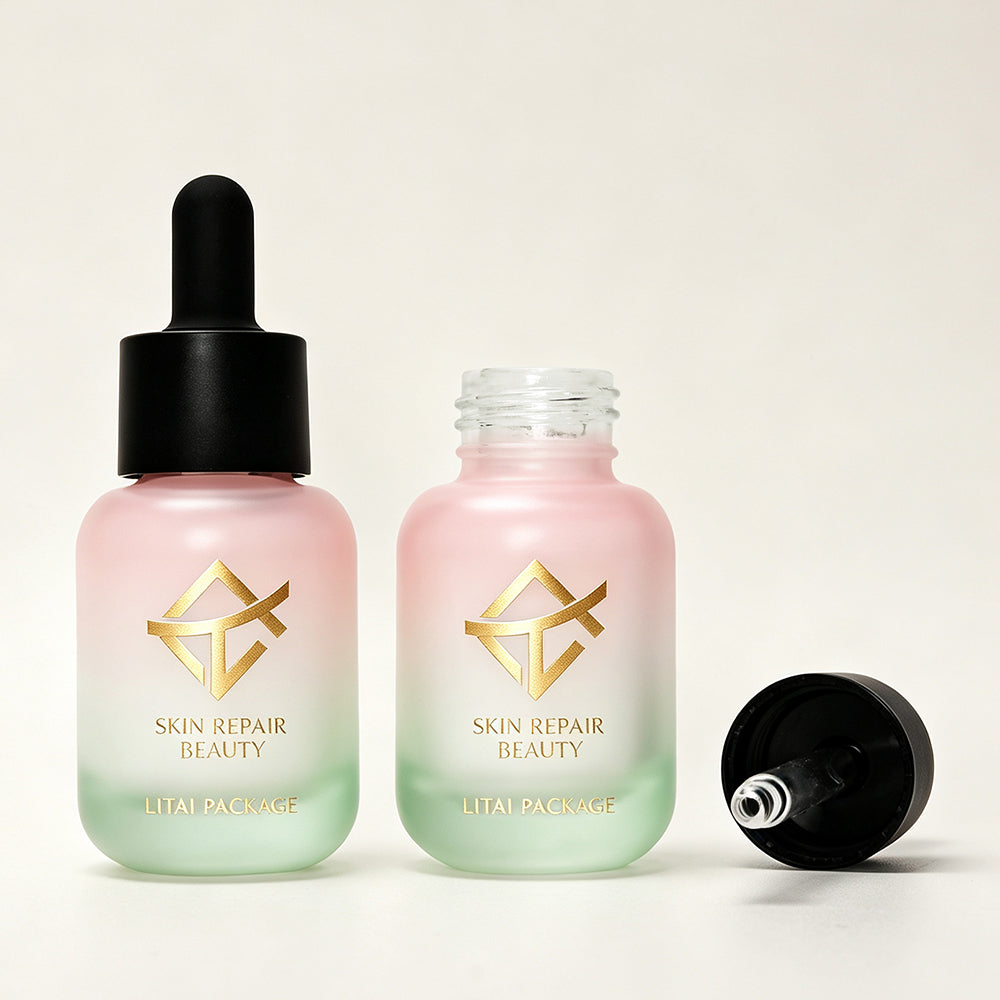 Luxury Matte White Glass Empty 30ml Essential Oil Serum Dropper Bottle with Box