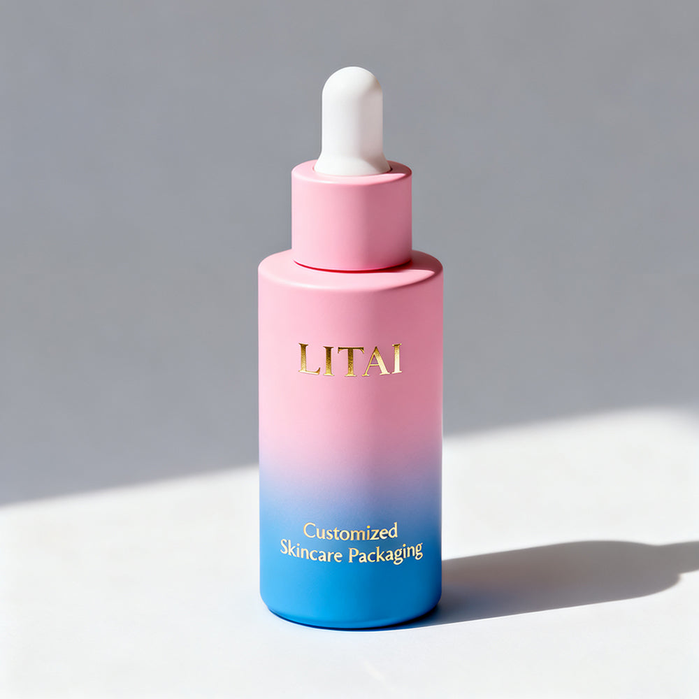 Luxury 20ml 30ml 50ml 100ml 1oz 2oz Gradient Color Glass Dropper Bottles for Skin Care Serum