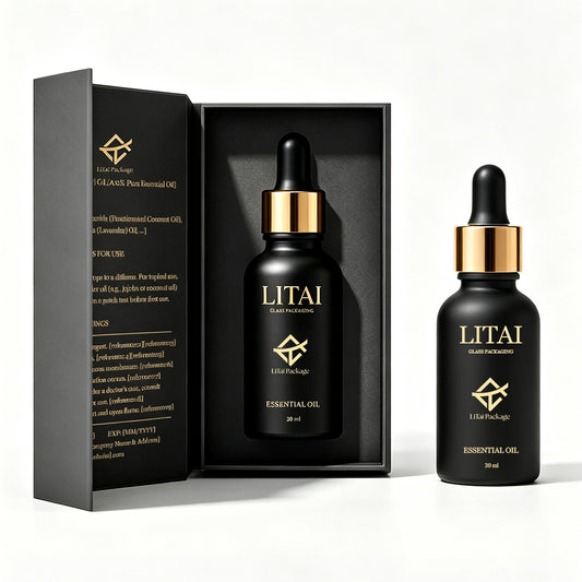 Wholesale Serum Bottles with Sandblasted Black Finish & Kraft Paper Tubes 15ml 30ml 50ml Glass Dropper Bottles with Box