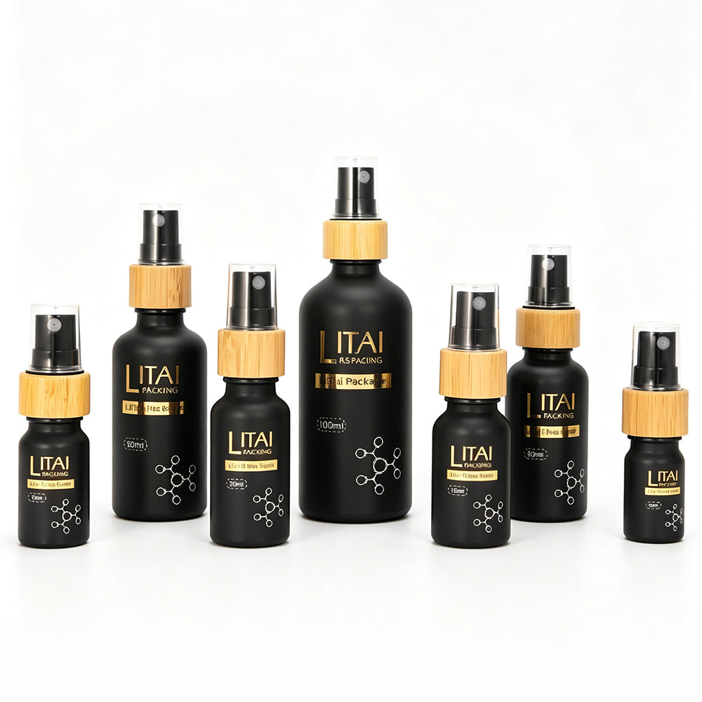Wholesale Serum Bottles with Sandblasted Black Finish & Kraft Paper Tubes 15ml 30ml 50ml Glass Dropper Bottles with Box