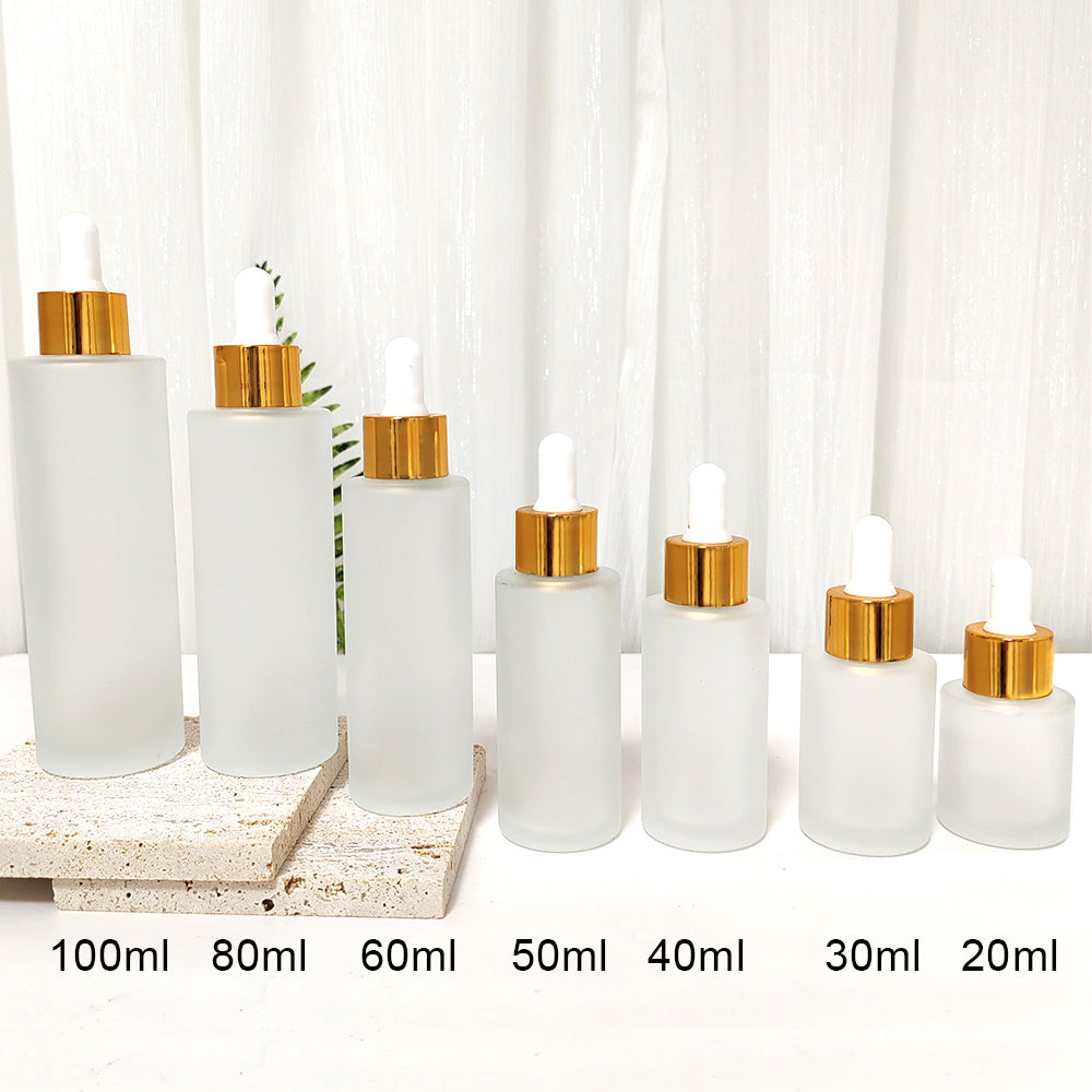 20ml 30ml 60ml 80ml 100ml Flat Shoulder Serum Dropper Glass Bottles