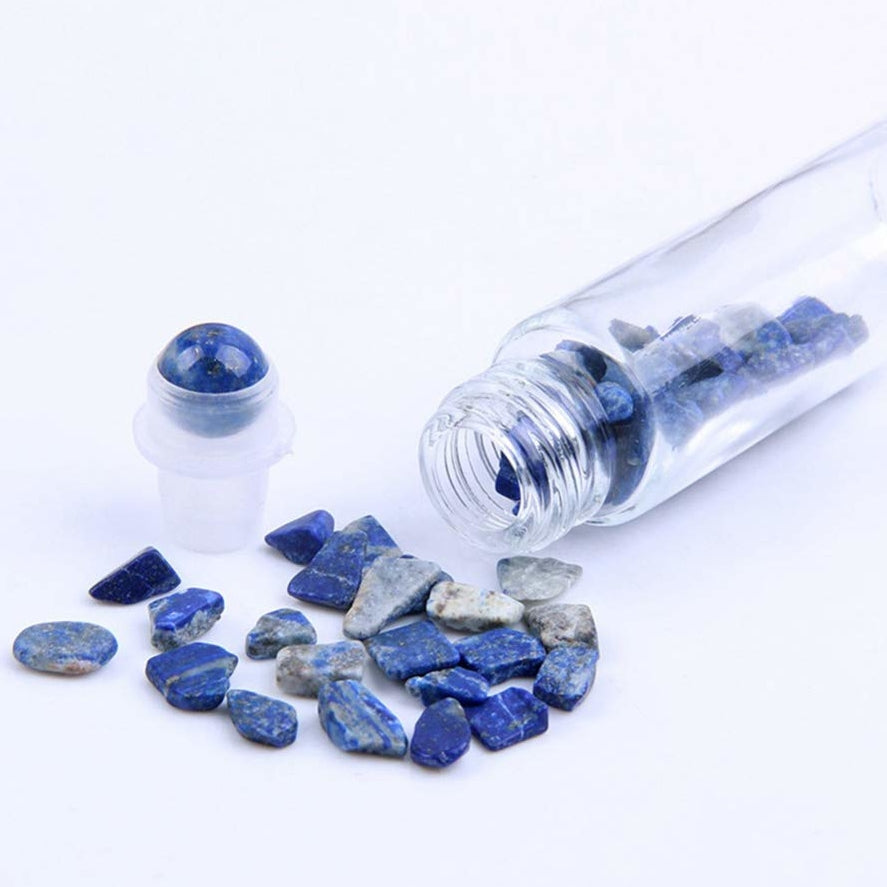 10ml roll on perfume bottle with Natural Gemstones Roller Balls Top Quartz Inside