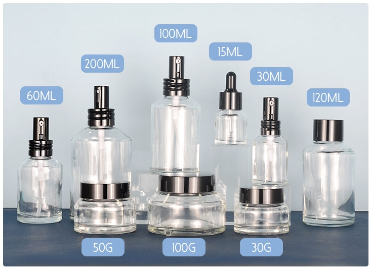 New Design Wine Red Gradient Glass Lotion Pump Bottle Cream Jar Set 100ml Custom Luxury Frosted Cosmetic Packaging for Skincare