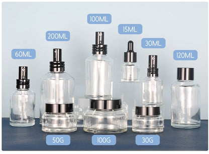 New Design Wine Red Gradient Glass Lotion Pump Bottle Cream Jar Set 100ml Custom Luxury Frosted Cosmetic Packaging for Skincare