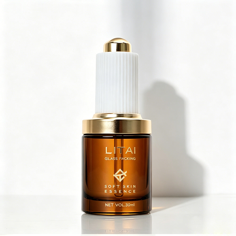 Amber Glass Skin Care Essential Oil Dropper Bottles with Custom Packaging Box