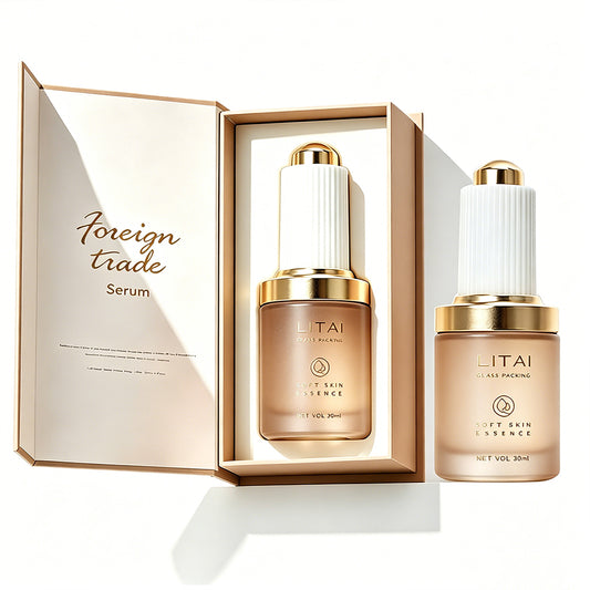 Brown 30ml Glass Dropper Bottle with Box Empty Skincare Serum Bottle for Essential Oil Perfume Hair Face Care Packaging