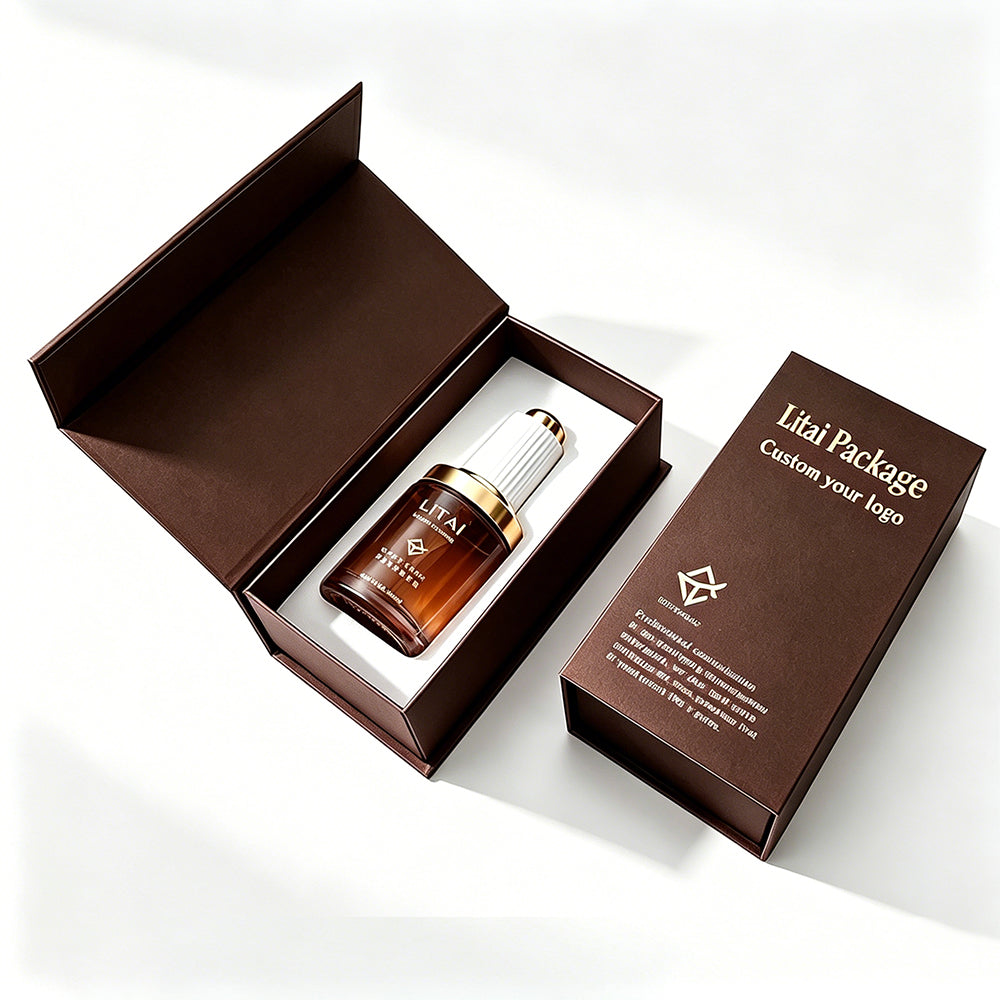 Amber Glass Skin Care Essential Oil Dropper Bottles with Custom Packaging Box