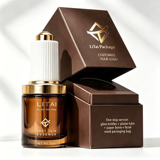 Amber Glass Skin Care Essential Oil Dropper Bottles with Custom Packaging Box