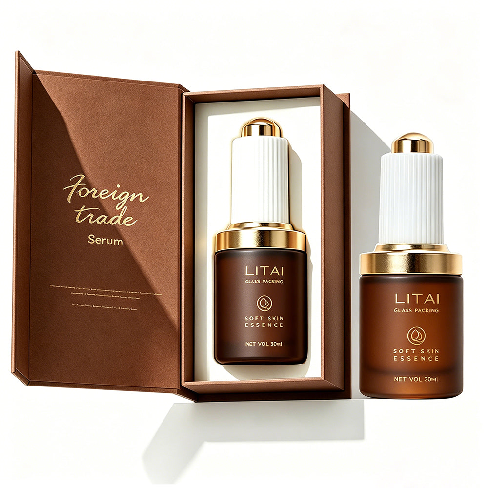 Amber Glass Skin Care Essential Oil Dropper Bottles with Custom Packaging Box