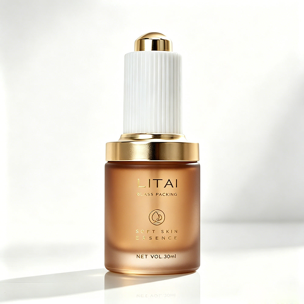 Brown 30ml Glass Dropper Bottle with Box Empty Skincare Serum Bottle for Essential Oil Perfume Hair Face Care Packaging