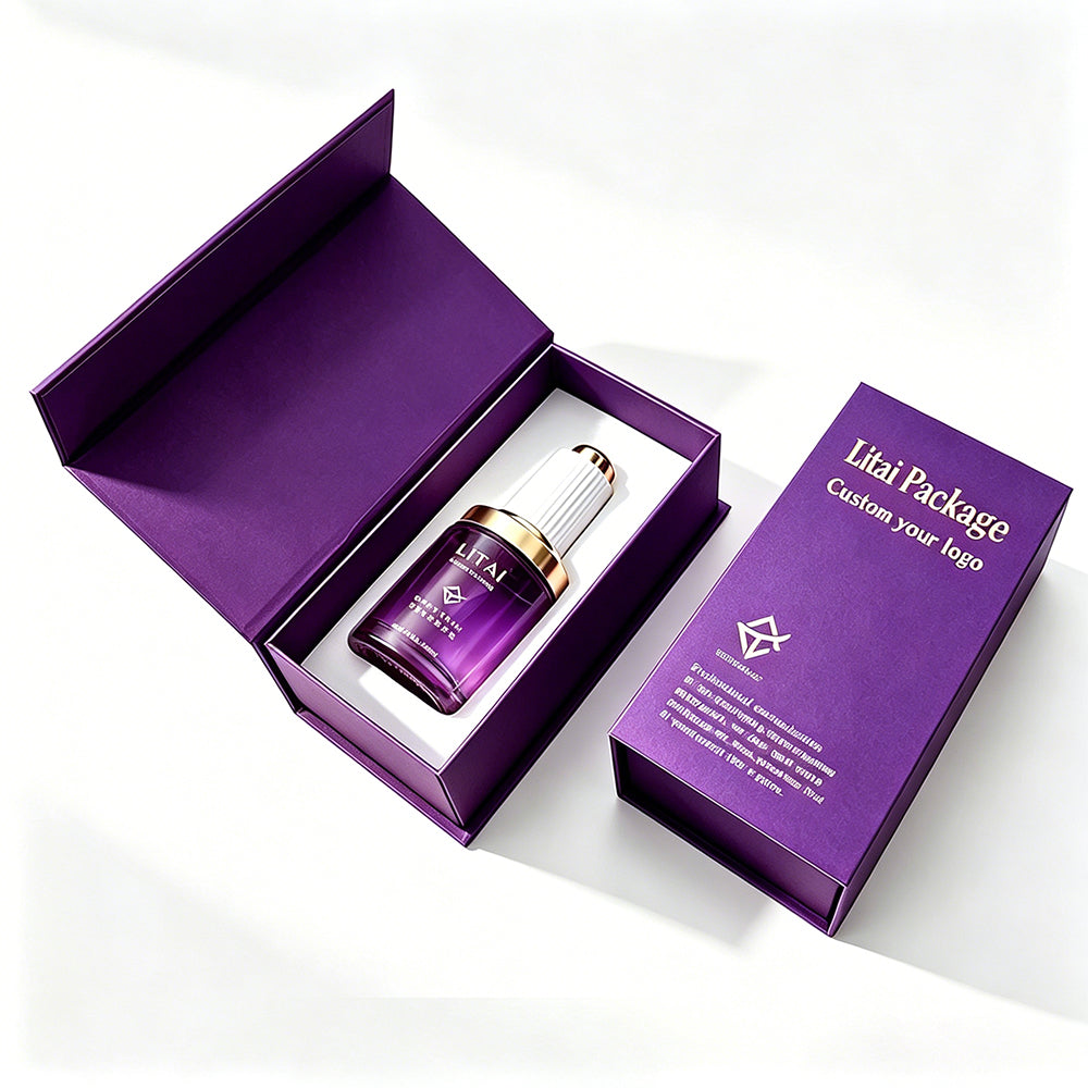 Refillable 30ml Custom Empty 1oz Glass Hair Beard Oil Face Serum Oil Dropper Bottles With Magnetic Box