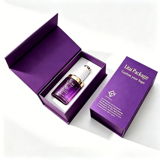 Refillable 30ml Custom Empty 1oz Glass Hair Beard Oil Face Serum Oil Dropper Bottles With Magnetic Box