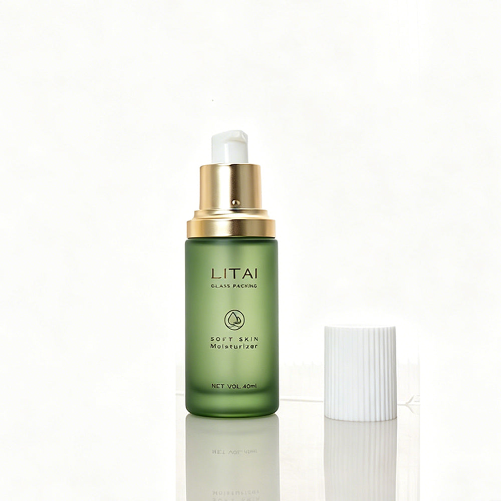 Empty Frosted Green Glass Cream Cosmetic Pump Bottle Luxury 100 ml 30ml Pump Dropper Spray Bottle Cosmetics