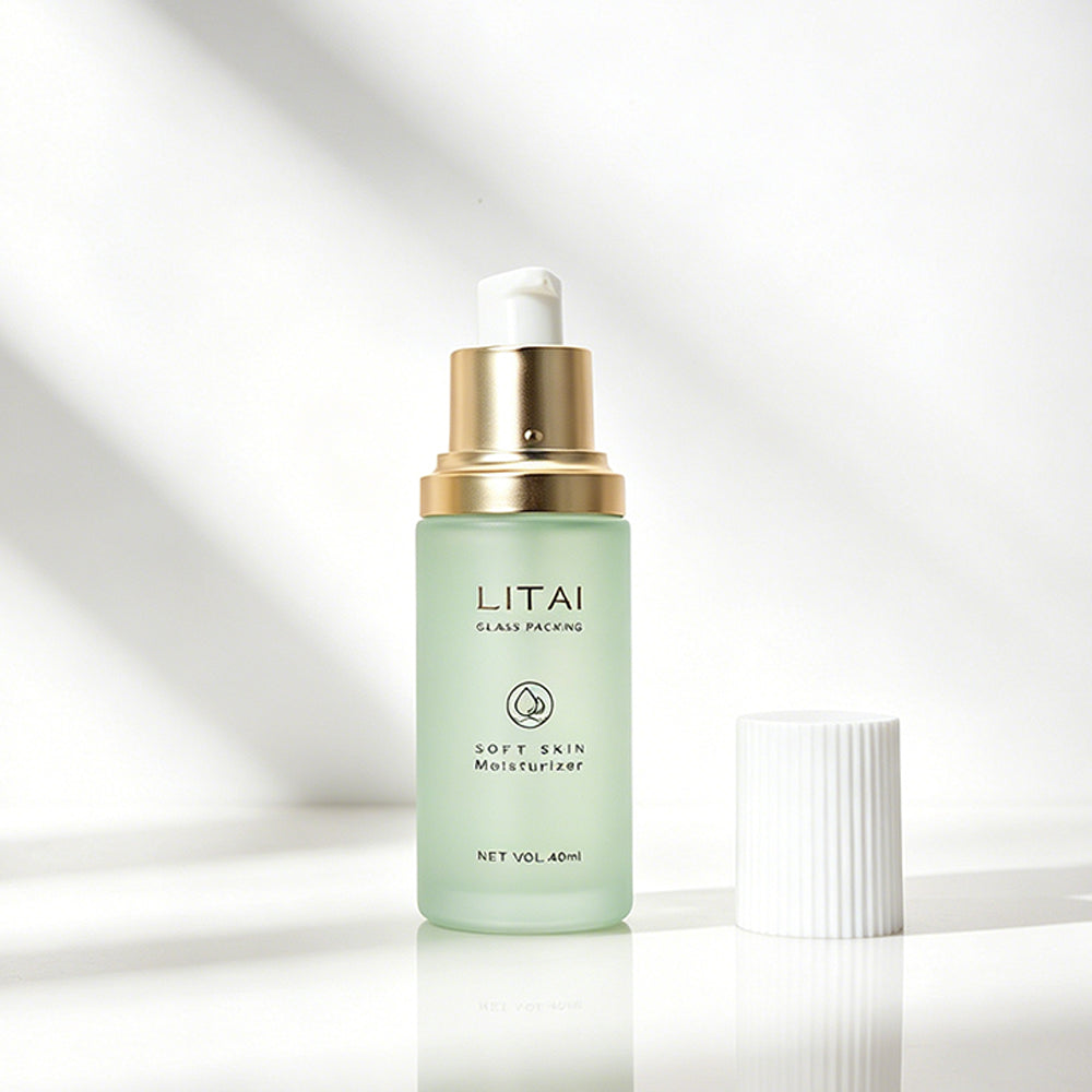 Empty Frosted Green Glass Cream Cosmetic Pump Bottle Luxury 100 ml 30ml Pump Dropper Spray Bottle Cosmetics