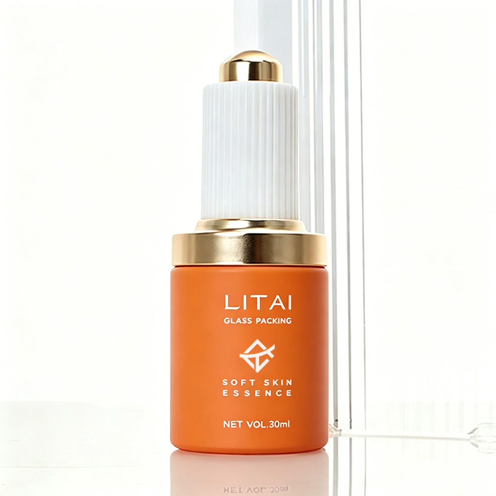 Custom Logo Round 30ml 1oz Empty Orange Glass Dropper Bottle With Gift Magnetic Box