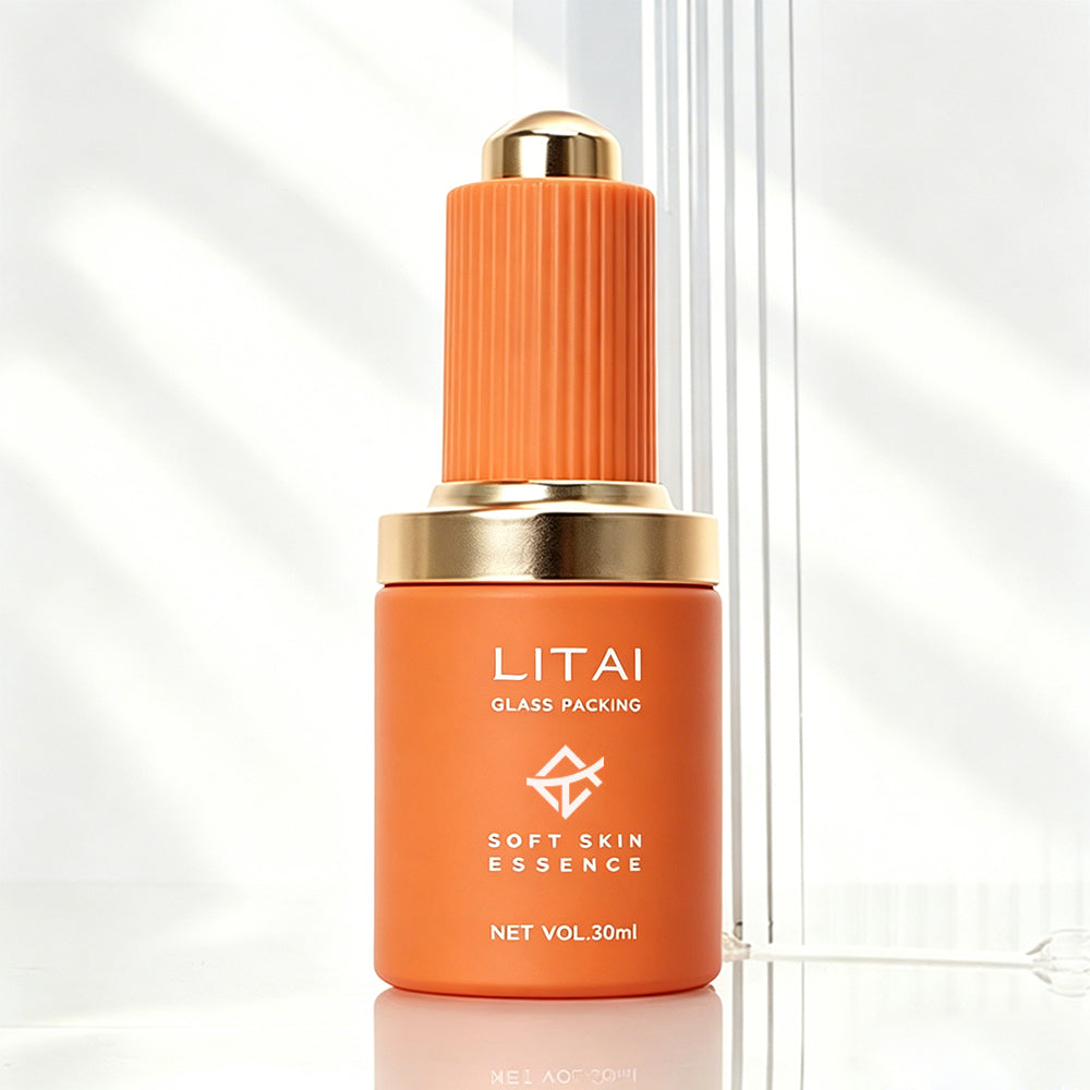 Custom Logo Round 30ml 1oz Empty Orange Glass Dropper Bottle With Gift Magnetic Box