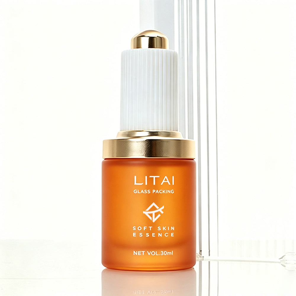 Custom Logo Round 30ml 1oz Empty Orange Glass Dropper Bottle With Gift Magnetic Box