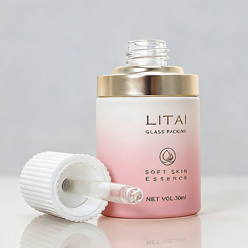Luxury Custom Empty 1oz 30ml Matte Pink Beard Hair Oil Serum Glass Dropper Bottle With Package Box