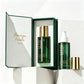 Custom Logo Thick Grass Green Glass Serum Bottles 100ml Empty Luxury Hair Oil Pump Bottle with Box