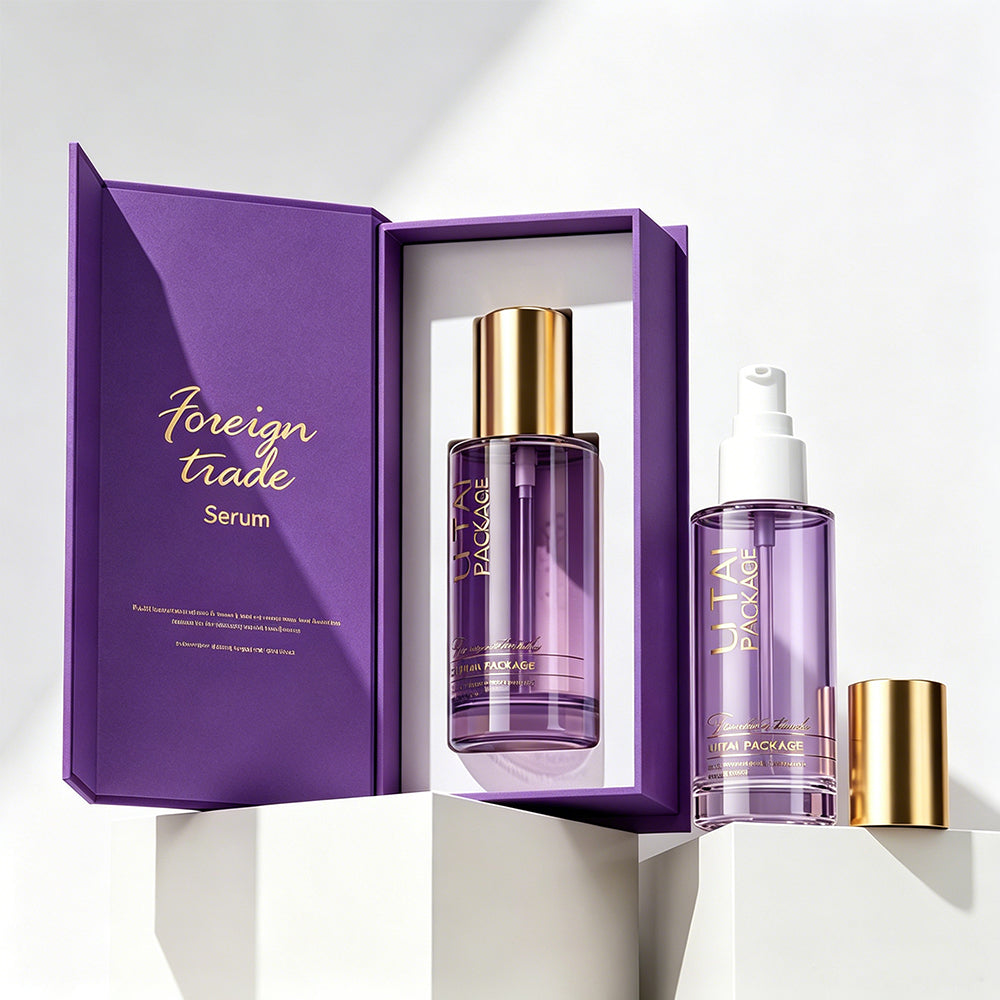 Empty Custom 30ml 100ml Frosted Glass Serum Pump Bottle With Magnetic Box