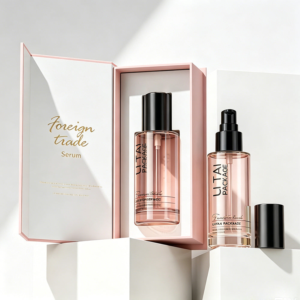 Luxury 30mL 50mL100mL Serum Cosmetic Skincare Packaging Frosted Pink Gradient With Box