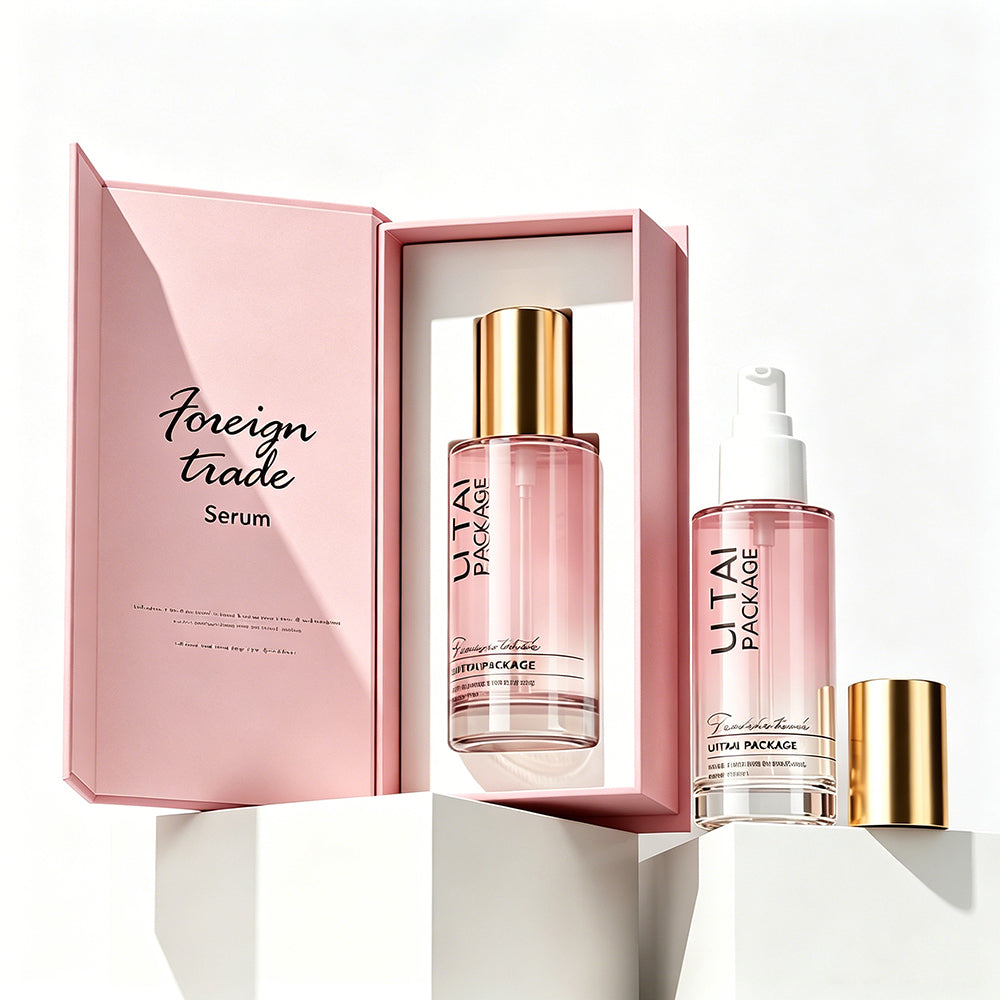 Luxury 30mL 50mL100mL Serum Cosmetic Skincare Packaging Frosted Pink Gradient With Box
