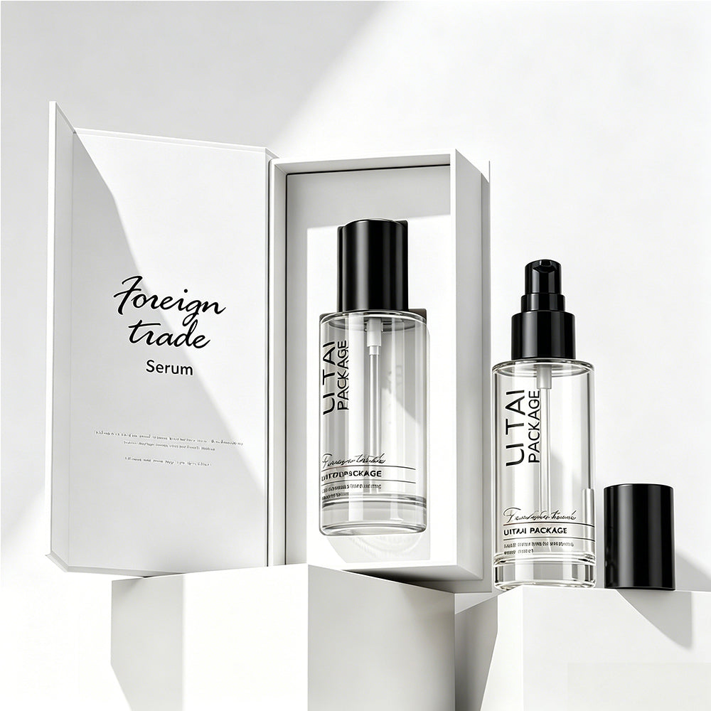 Empty Custom 30ml 100ml Frosted Glass Serum Pump Bottle With Magnetic Box
