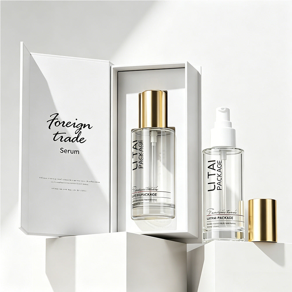 Empty Custom 30ml 100ml Frosted Glass Serum Pump Bottle With Magnetic Box