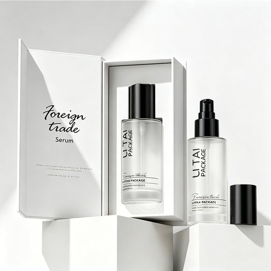 Empty Custom 30ml 100ml Frosted Glass Serum Pump Bottle With Magnetic Box