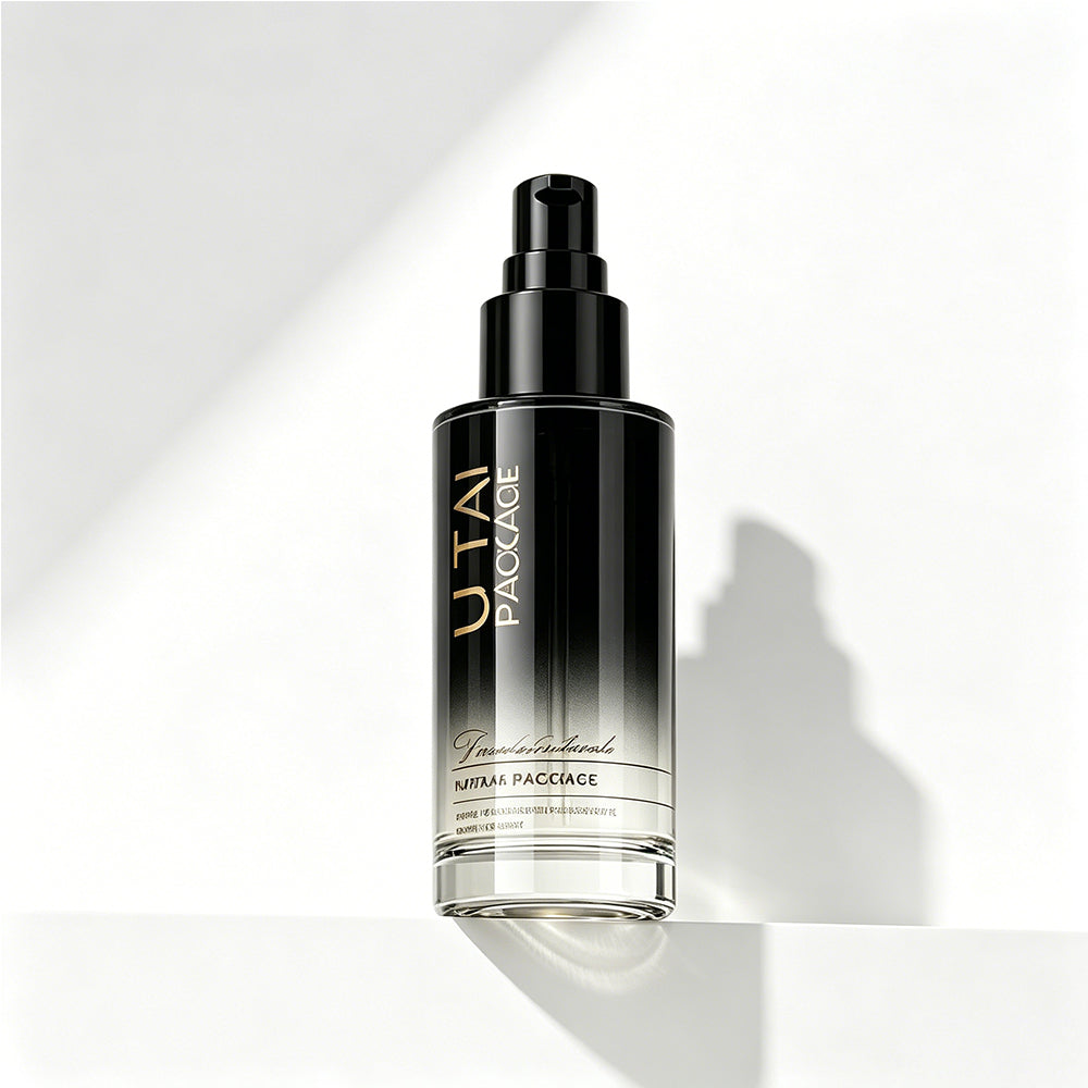 Empty Unique 50ml 100ml Cosmetic Serum Glass Pump Bottle for Hair Oil with Box and logo