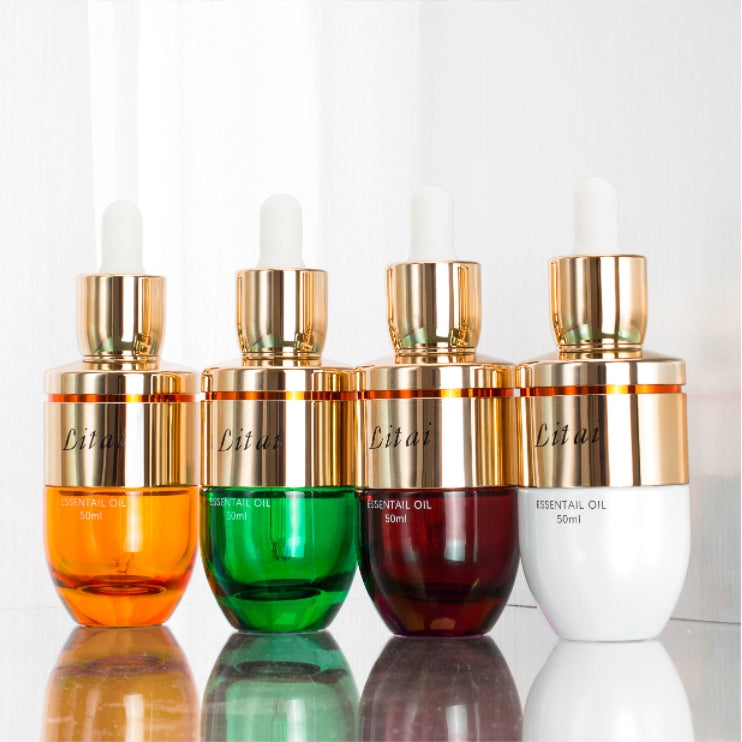 Custom Logo 30ml Glass Dropper Bottle Electroplated gold Serum Bottle