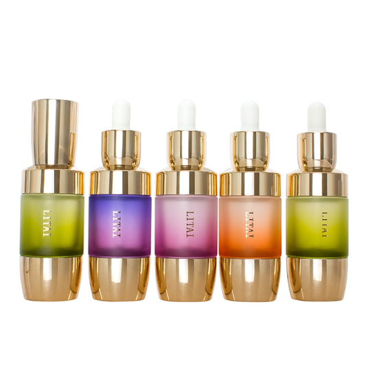 Luxury Cosmetic Packaging Electroplated Gold Empty 30ml Serum Glass Pump Bottle with Dropper