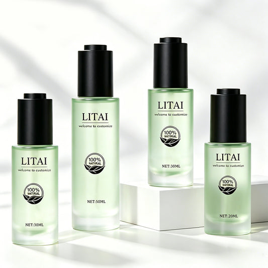 30ml Frosted Green Glass Press Button Dropper Bottles Custom Empty with Packaging Box
