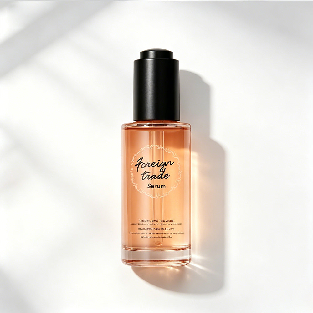 Custom 30ml 1oz Press Button Orange Empty Frosted Cosmetic Glass Face Serum Bottle With Box
