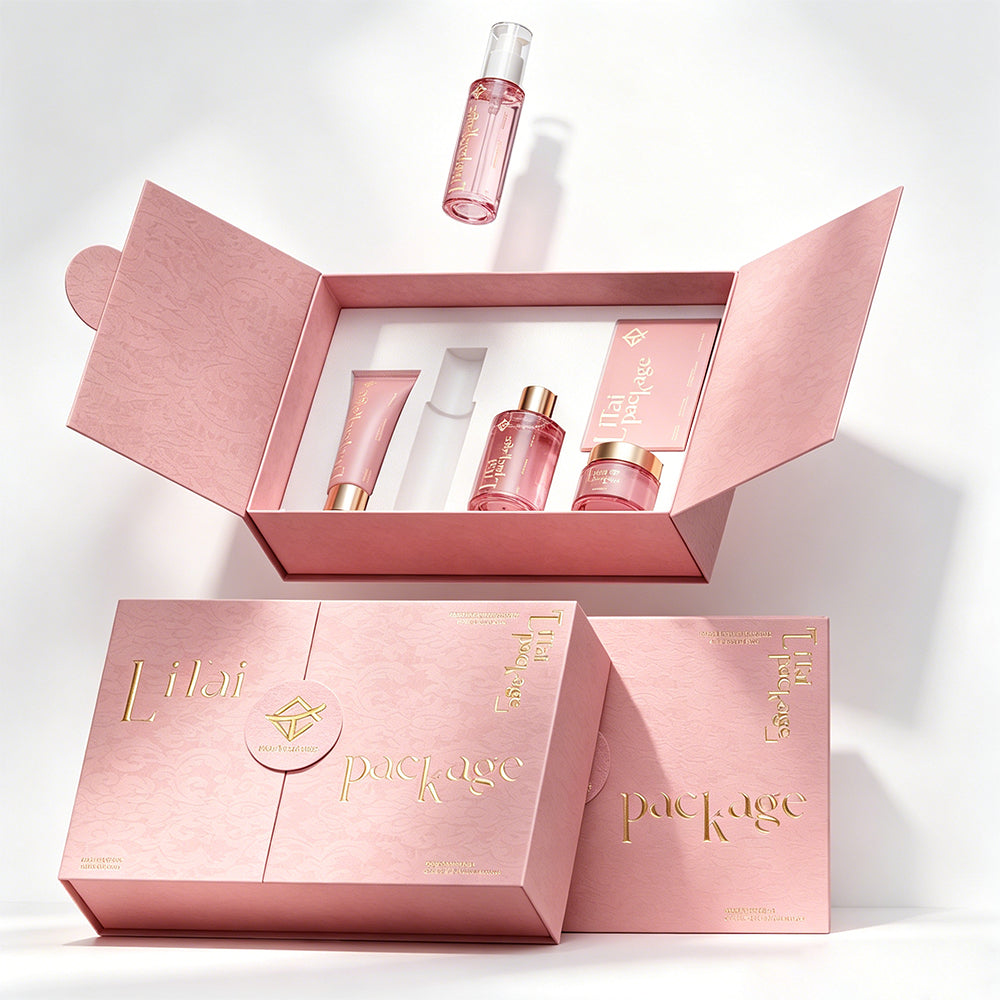 High-end Black Lace Pattern Cosmetic Gift Box Set Empty Professional Skin Care Packaging Solutions