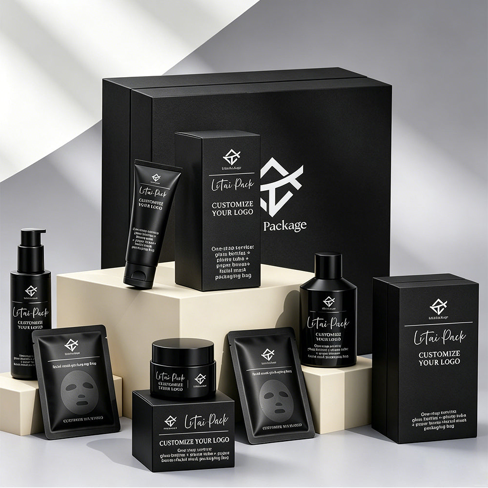 High-end Black Lace Pattern Cosmetic Gift Box Set Empty Professional Skin Care Packaging Solutions