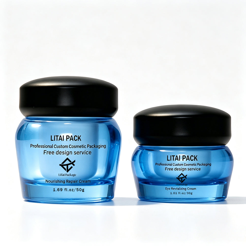 30g 50g 100g Luxury Double Wall Body Scrub Container Eye Cream Cosmetic Jar with Black Lids