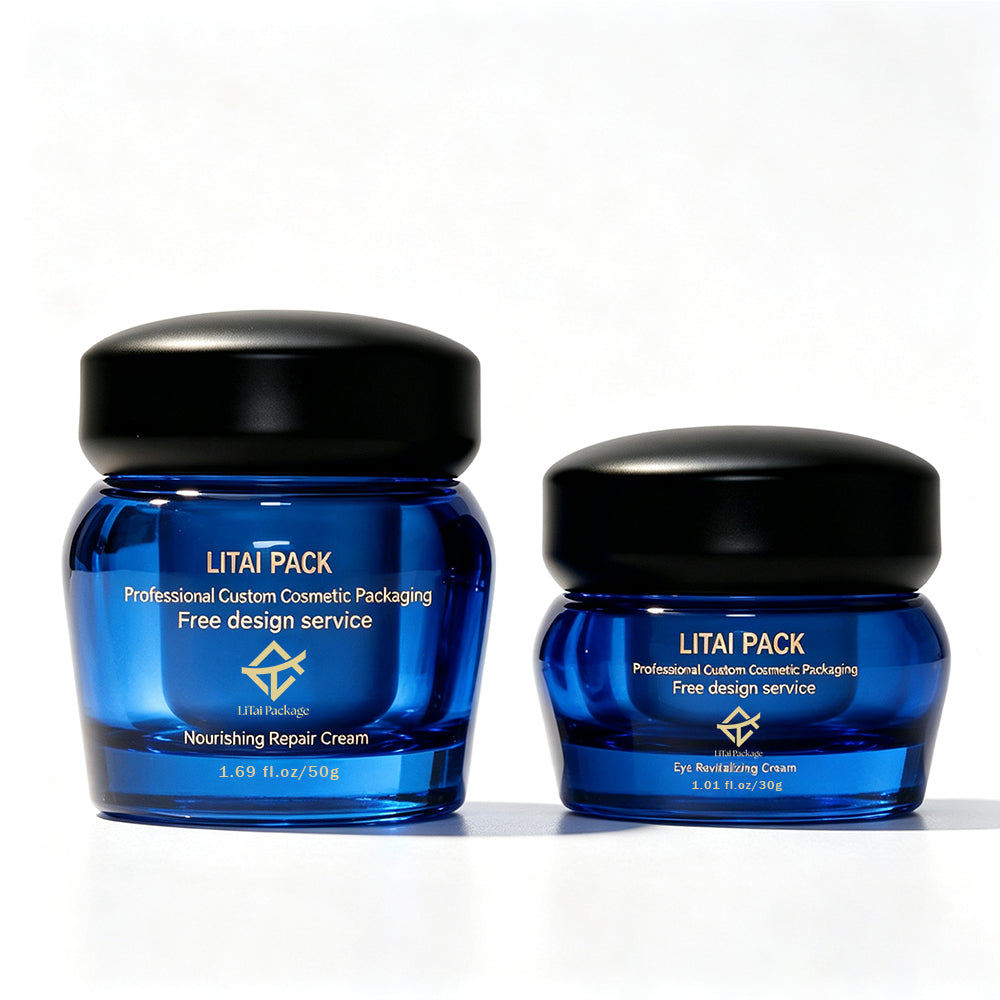 30g 50g 100g Luxury Double Wall Body Scrub Container Eye Cream Cosmetic Jar with Black Lids
