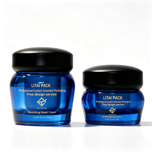 30g 50g 100g Luxury Double Wall Body Scrub Container Eye Cream Cosmetic Jar with Black Lids