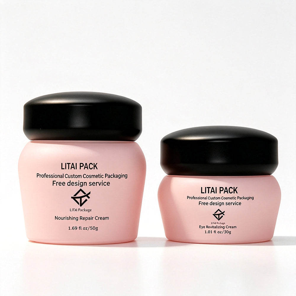 Luxury Frosted Clear Pink Glass Skincare Packaging Lotion Bottle With Golden Pump