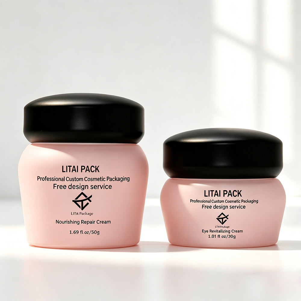 30g 50g 100g Empty Matte Clear Frosted Glass Cosmetics Cream Jar 40 100 ml Skincare Lotion Pump Glass Bottle Jar with Black Cap