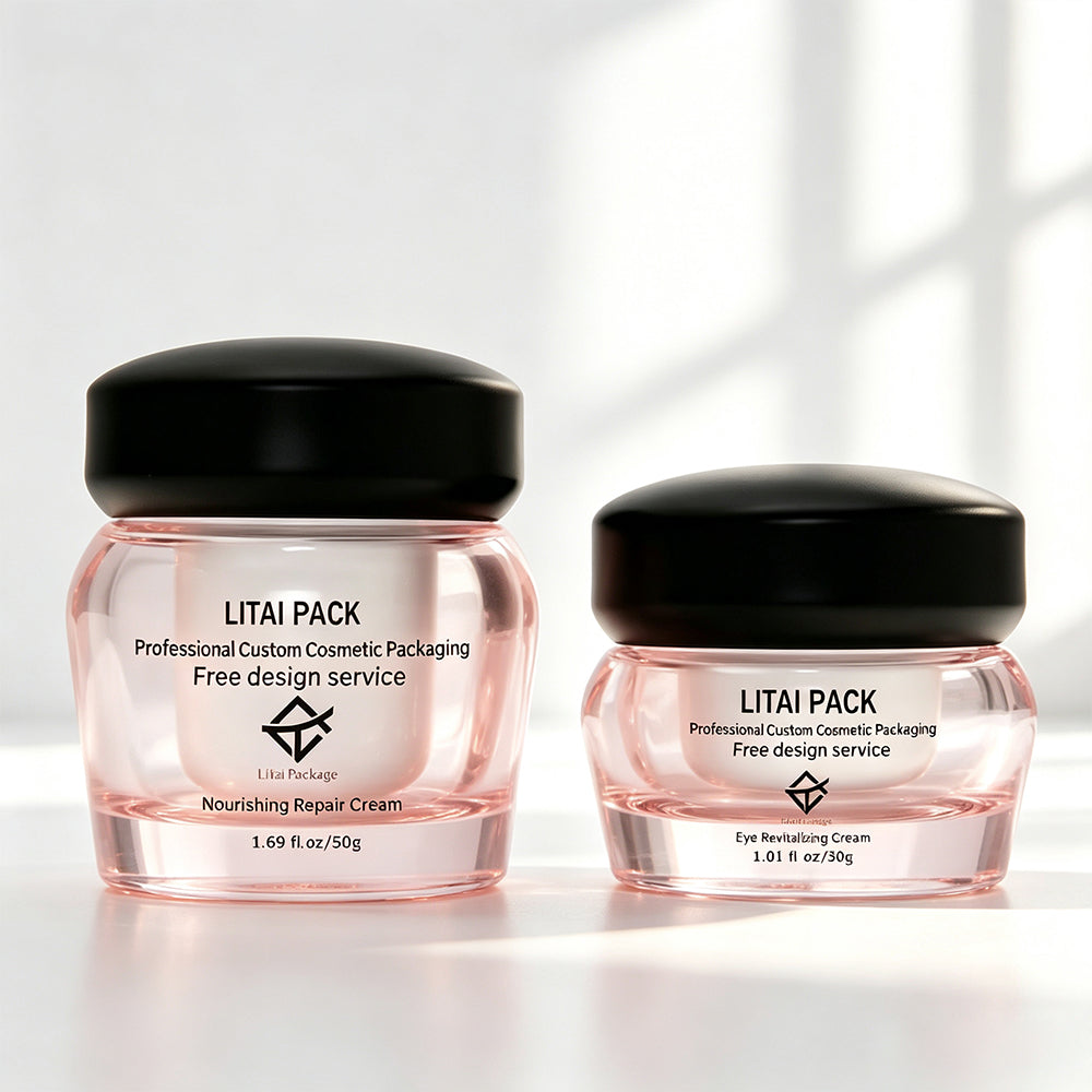 Beige Empty 30 50 100 ml Cream Cosmetic Packaging Set Glass Lotion Jar Serum Pump Bottle Luxury Skincare Glass Packaging Set