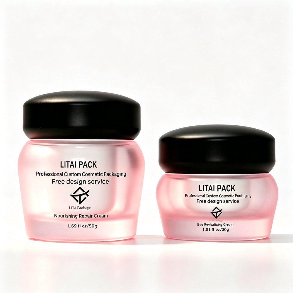 30g 50g 100g Empty Matte Clear Frosted Glass Cosmetics Cream Jar 40 100 ml Skincare Lotion Pump Glass Bottle Jar with Black Cap