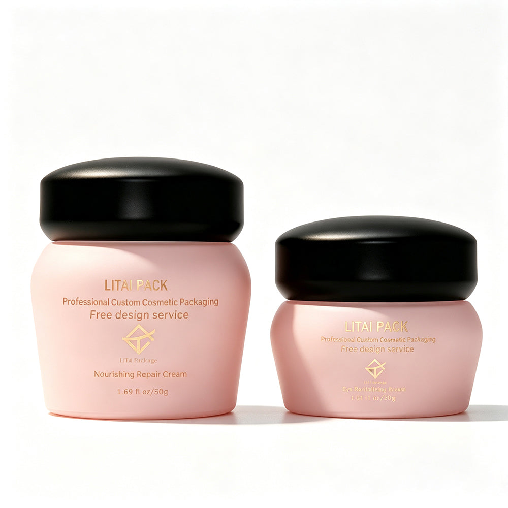 30g 50g 100g Empty Matte Clear Frosted Glass Cosmetics Cream Jar 40 100 ml Skincare Lotion Pump Glass Bottle Jar with Black Cap