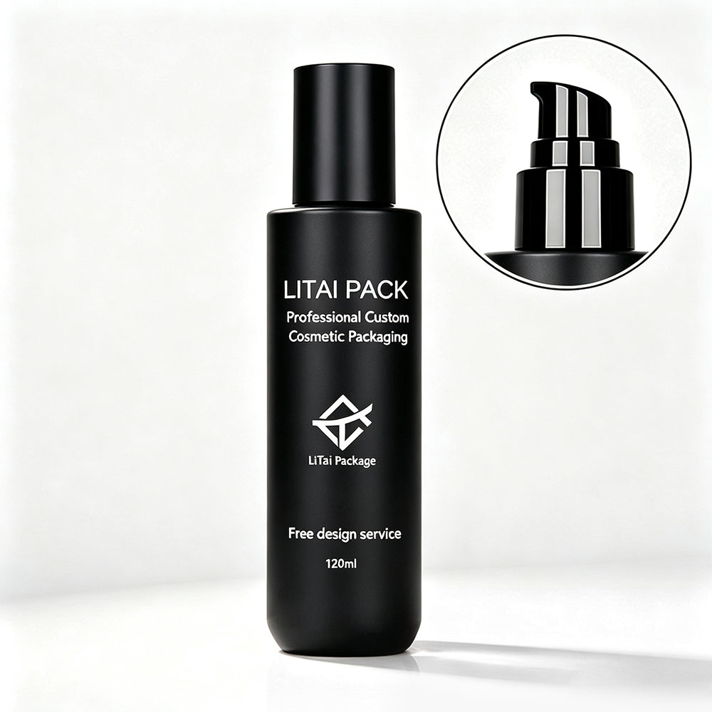 Matte Black Glass Pump Bottle and Dropper Bottle Set Empty for Brand Custom with Box