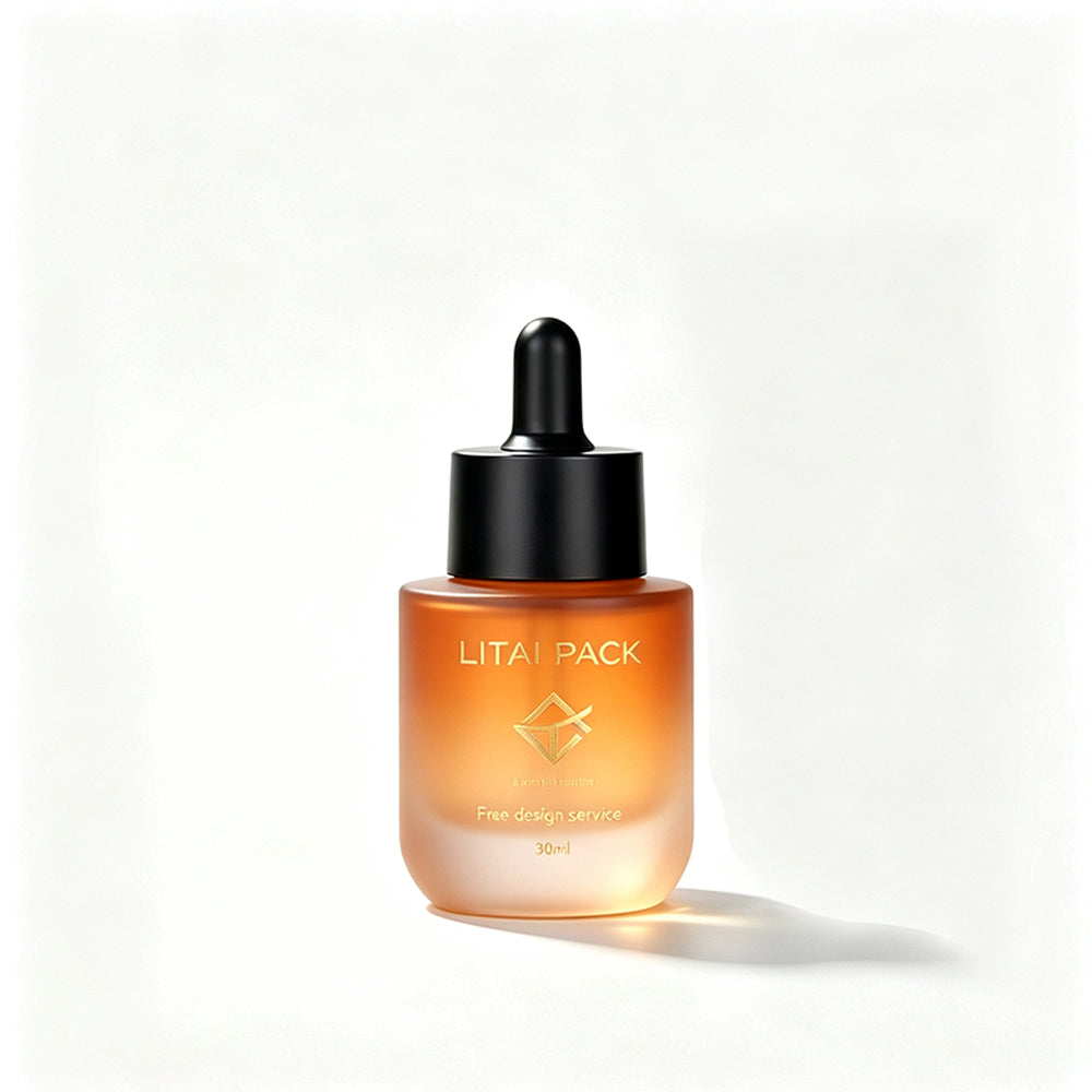 Custom Empty 30ML Frosted Glass Dropper Bottle for Facial Serum Essential Oil Skincare Cosmetic Packaging with Box