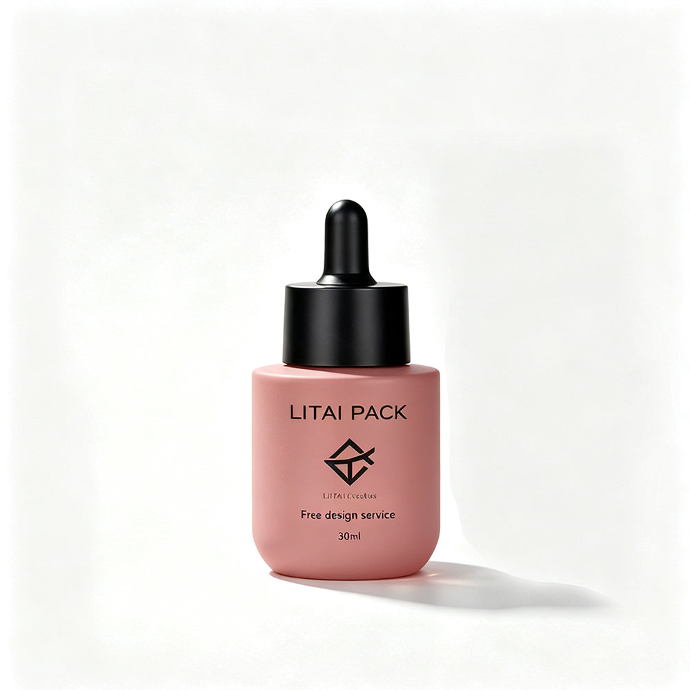 Matte Pink Glass Dropper Bottle Empty Custom 30ml Skin Care Serum Oil Packaging with Box
