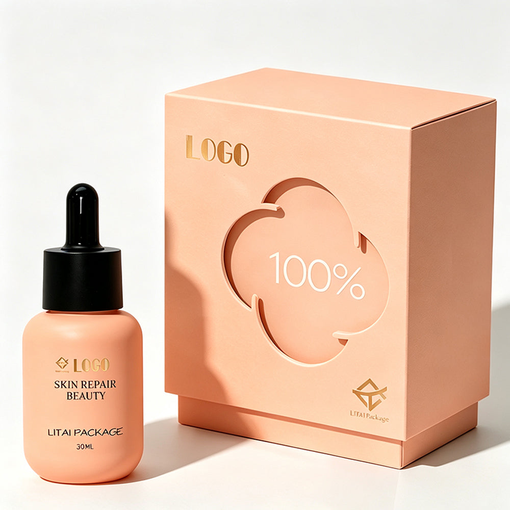 Luxury 30ml Round Matte Peach Glass Dropper Bottle Empty for Skin Care Serum & Essential Oil
