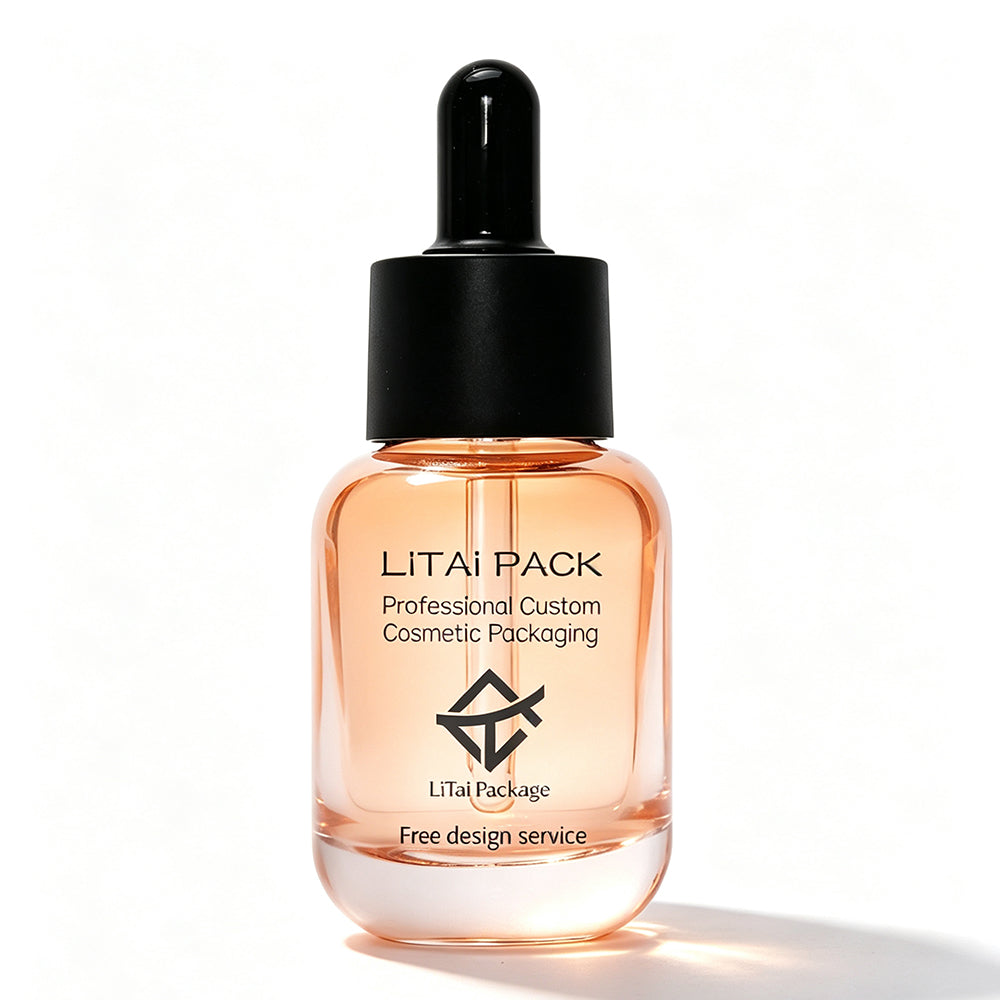 Luxury 30ml Round Matte Peach Glass Dropper Bottle Empty for Skin Care Serum & Essential Oil